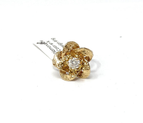 14k Diamond .05tcw SI1 Color M-N Rose Design Ring Size 6.5 | 4.8g