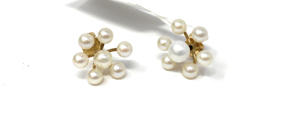 14k Pearl Flower Earrings 1.3g