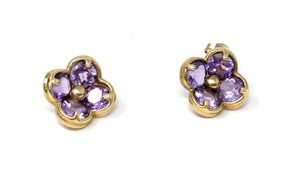 14k Purple Flower Earrings 2g