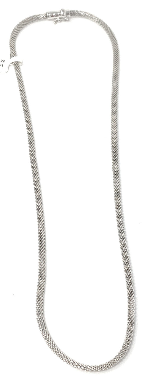 14k White Gold Mesh Necklace 18in | 13g