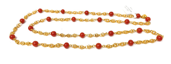 22k Coral Necklace 26in | 28.1g