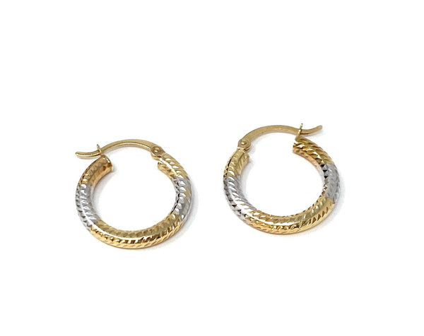 14k Two Toned Hoop Earrings 1.3g