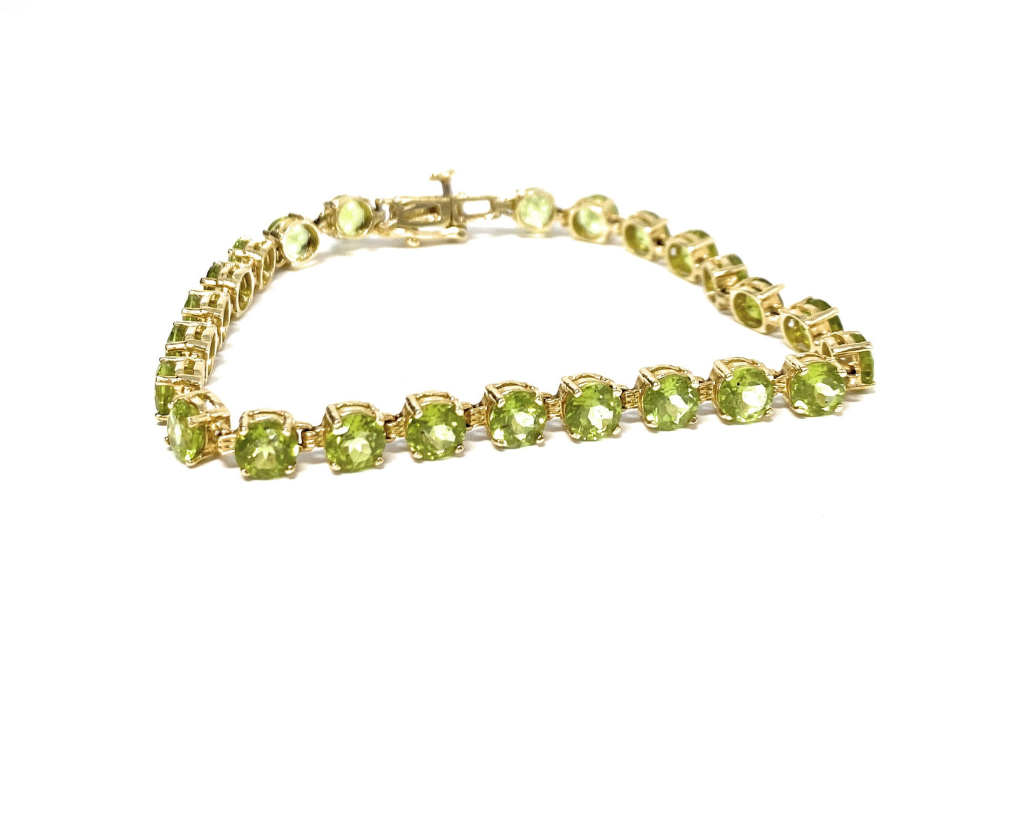 14k Green Stone Tennis Bracelet 10.2g