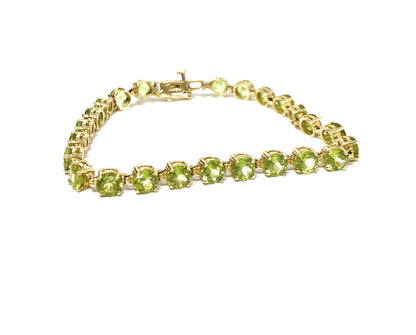 14k Green Stone Tennis Bracelet 10.2g