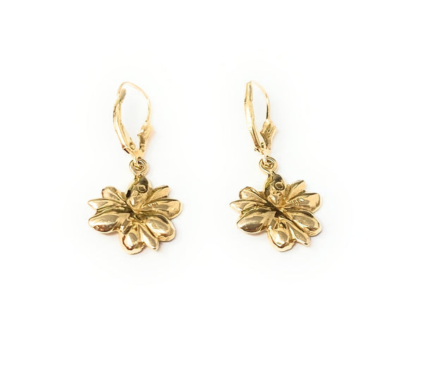 14k Yellow Gold Dangle Flower Earrings 5.3g
