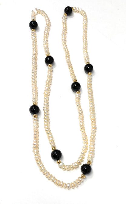 Multi Stone 14k Beaded Pearl Necklace