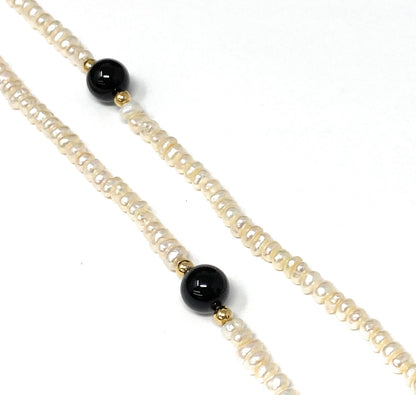 Multi Stone 14k Beaded Pearl Necklace