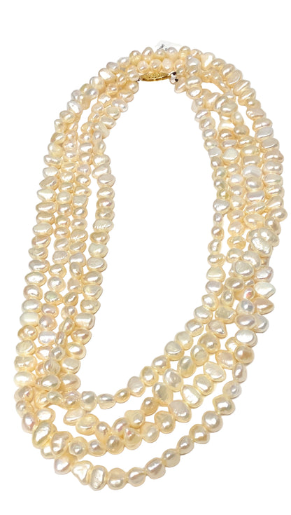 14k Clasp Pearl Multi-Strand Necklace 35in