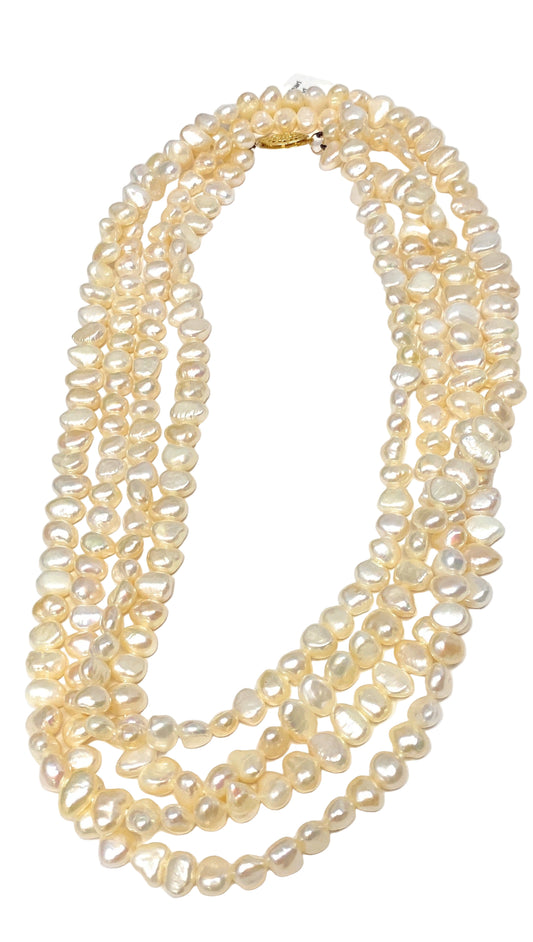 14k Clasp Pearl Multi-Strand Necklace 35in