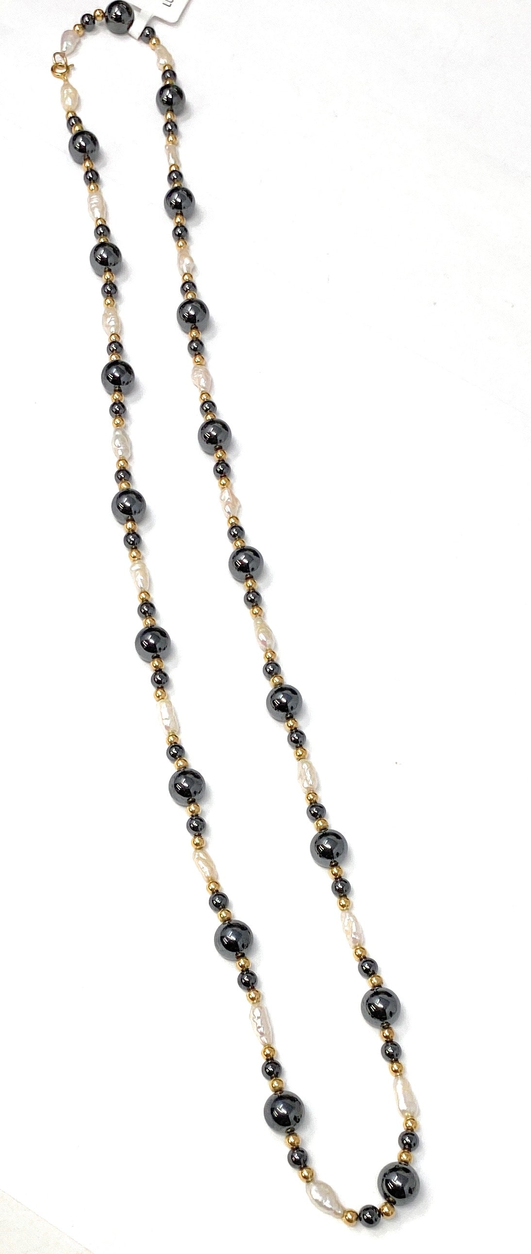 Multi Stone 14k Beaded Pearl Necklace