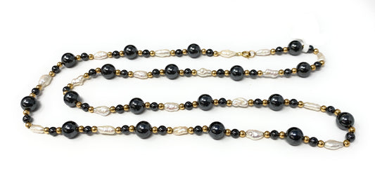 Multi Stone 14k Beaded Pearl Necklace