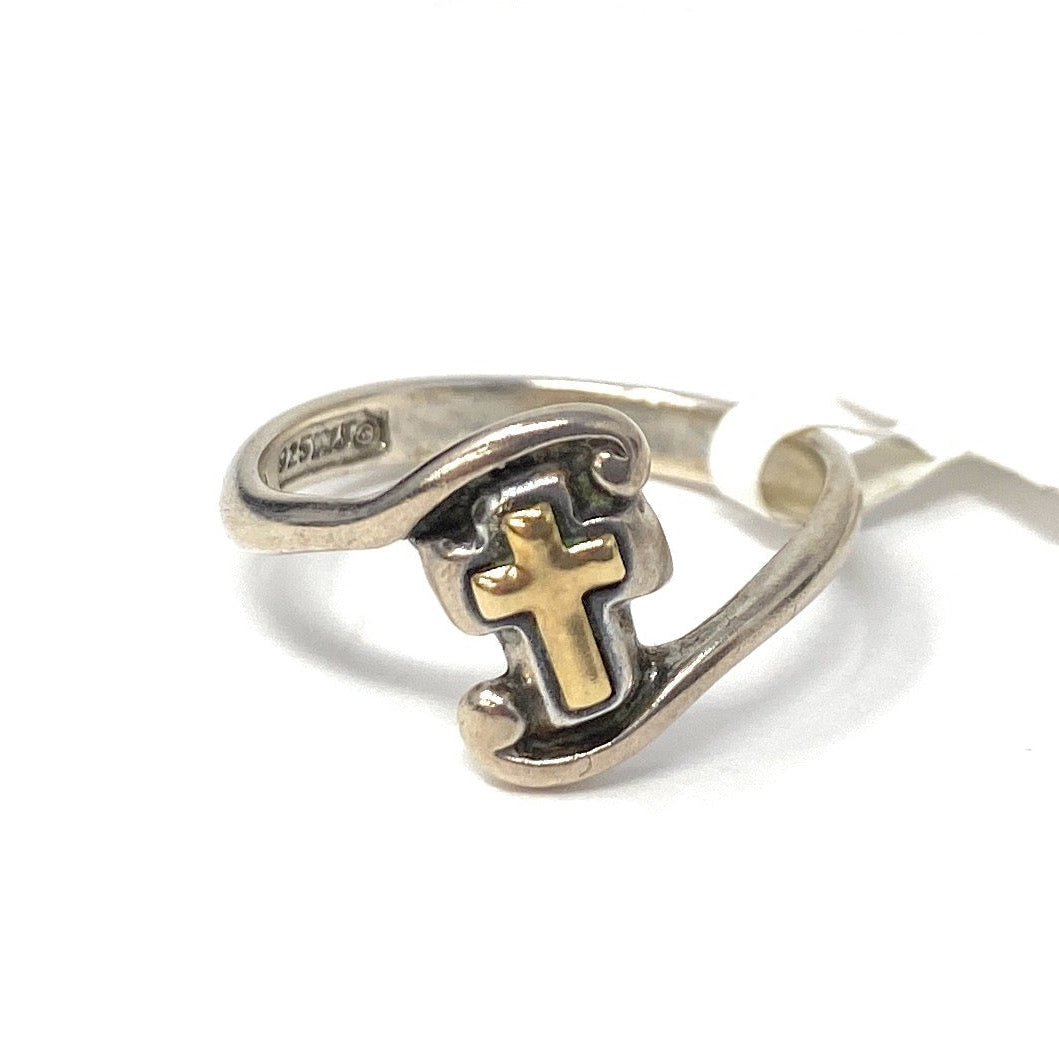 14k & 925 James Avery Cross Ring Size 7.5