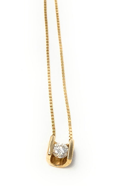 14k Diamond Pendant U Shaped Solitaire 1/10tcw I1-I2  H-I