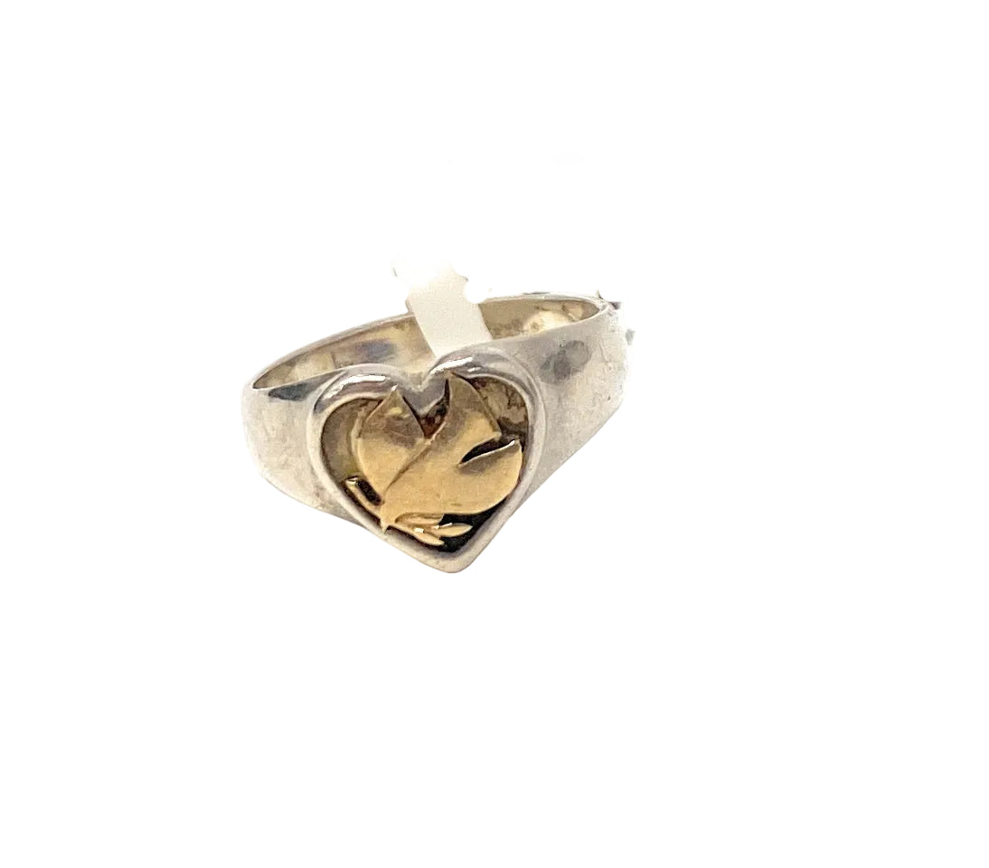 James Avery 925 & 14k Dove Heart Ring Size 5.7-6