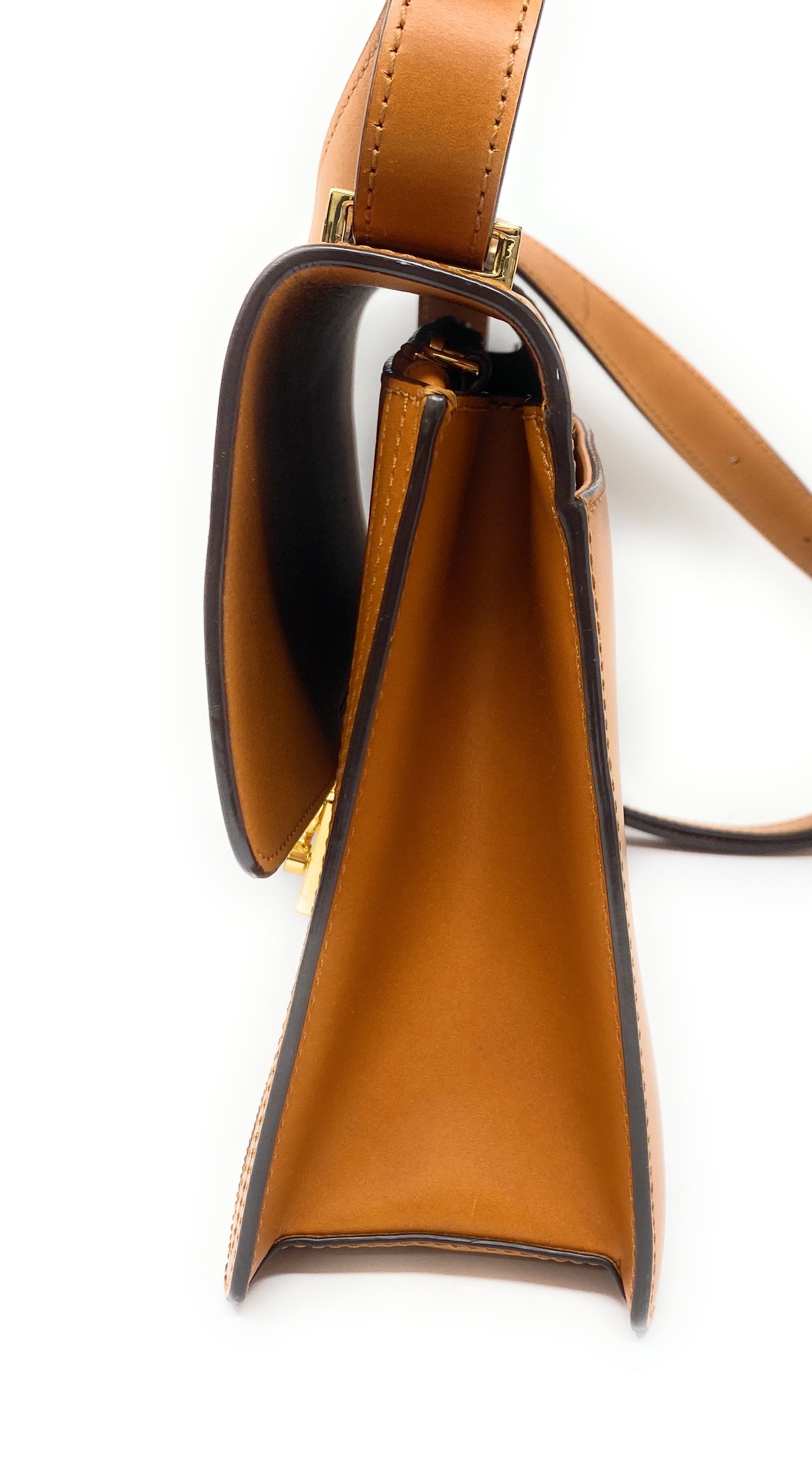 MCM Tracy Visetos Shoulder Bag in Cognac Leather