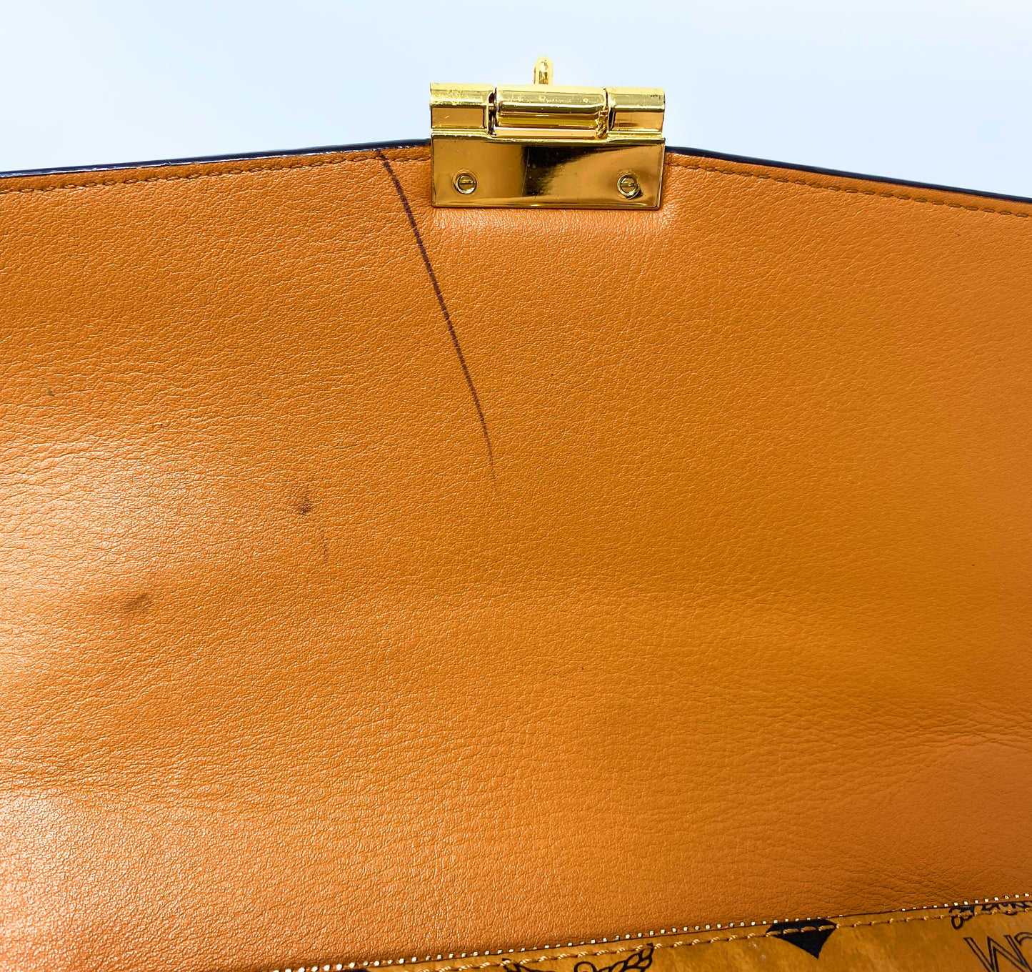 MCM Tracy Visetos Shoulder Bag in Cognac Leather
