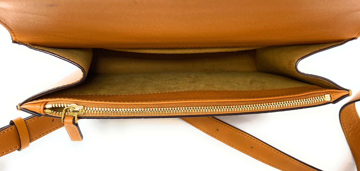 MCM Tracy Visetos Shoulder Bag in Cognac Leather