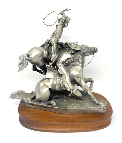 Sculpture of "Lassoing Wild Horses" 1980 by Solon Borglum