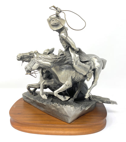 Sculpture of "Lassoing Wild Horses" 1980 by Solon Borglum