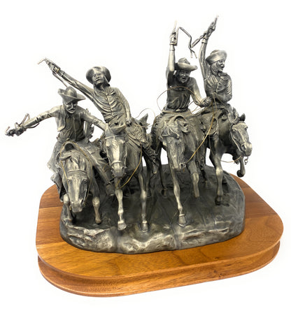 Sculpture of Cowboys "Coming Through The Rye" by Frederick Remington 1982