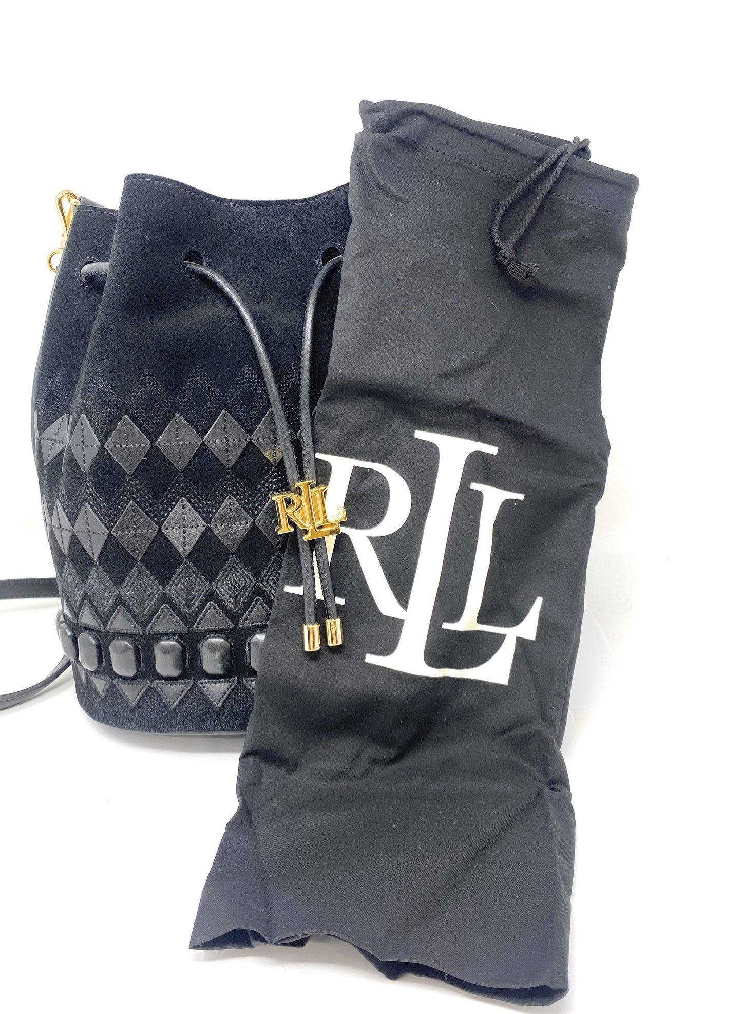 Ralph Lauren Black Suede Bucket Bag