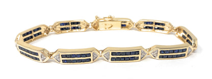 14k Sapphire & Diamond Tennis Bracelet 15.4g
