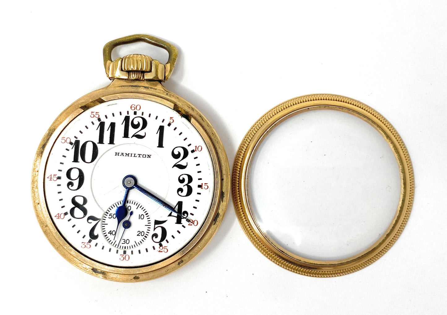 HAMILTON Railway 992 10k Gold Filled Double Roller Pocket Watch 21jewels - Works