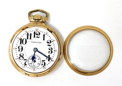 HAMILTON Railway 992 10k Gold Filled Double Roller Pocket Watch 21jewels - Works