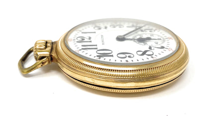 HAMILTON Railway 992 10k Gold Filled Double Roller Pocket Watch 21jewels - Works