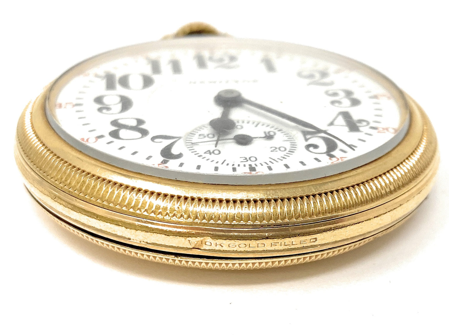 HAMILTON Railway 992 10k Gold Filled Double Roller Pocket Watch 21jewels - Works