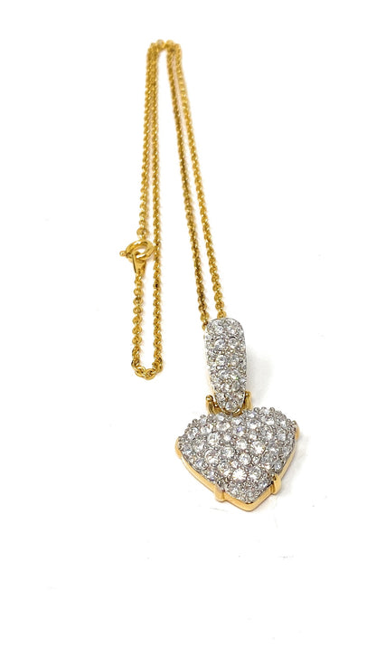 Swarovski Necklace Pave Puffy Heart Pendant Pave Gold Plated W/Swarovski Box