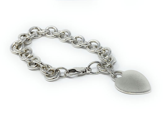 Tiffany & Co. Heart Tag Bracelet 925 Oval Link Bracelet