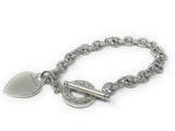 Tiffany & Co Sterling Silver Heart Charm Toggle 8mm Link 8" Bracelet