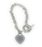 Tiffany & Co Sterling Silver Heart Charm Toggle 8mm Link 8" Bracelet