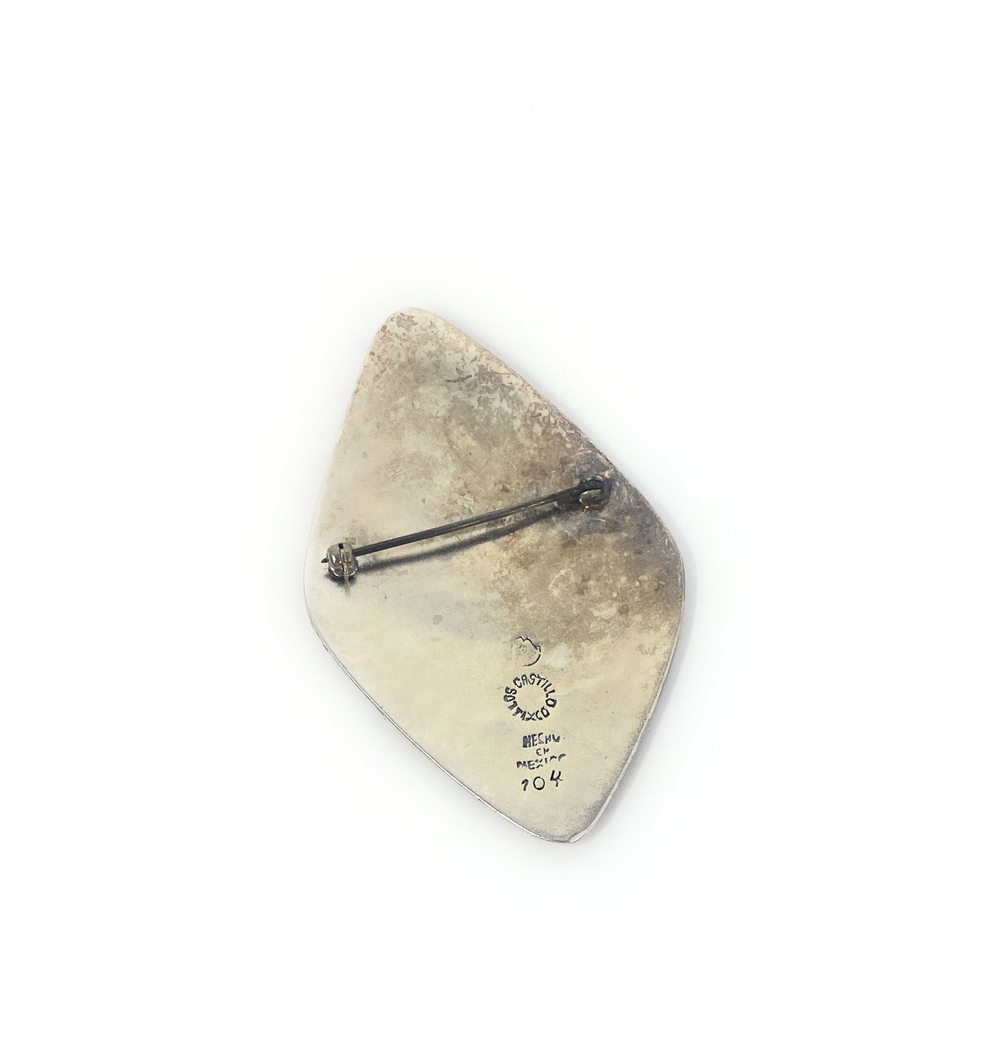 Taxco Los Castillo Sterling Silver Brooch Pin  Abstract Design 25.2g