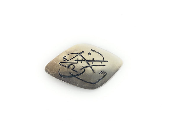 Taxco Los Castillo Sterling Silver Brooch Pin  Abstract Design 25.2g