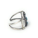 Native American Inspired  925 Turquoise Flower Cuff Bracelet 7”