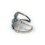Native American Inspired  925 Turquoise Flower Cuff Bracelet 7”