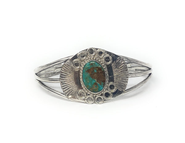 Native American Inspired Sterling Silver Turquoise Cuff Bracelet