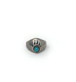 Native American Sterling Silver Bear Paw Turquoise Ring 9.5 Signed R