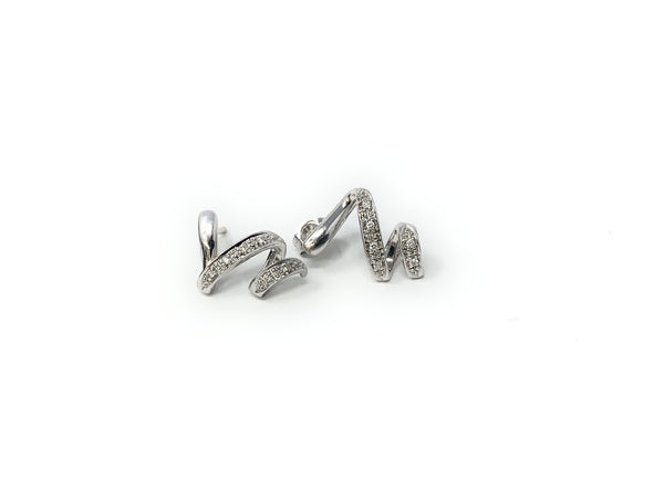 18k White Gold Ribbon (Swirl ) Earrings 3.3g