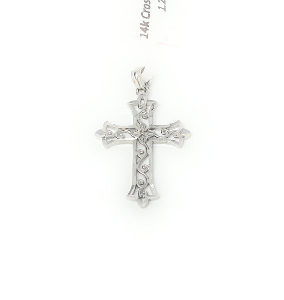 14k White Gold Cross Pendant 1.2g