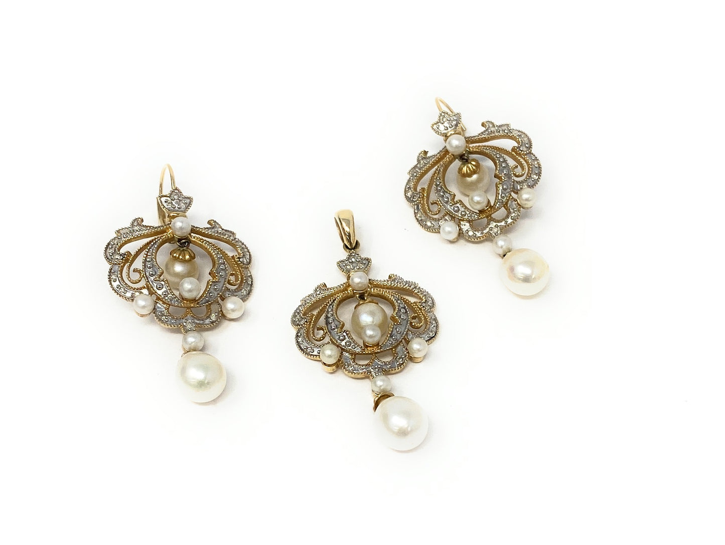 14k Pearl Chandelier Pearl Drop Set 12.2g