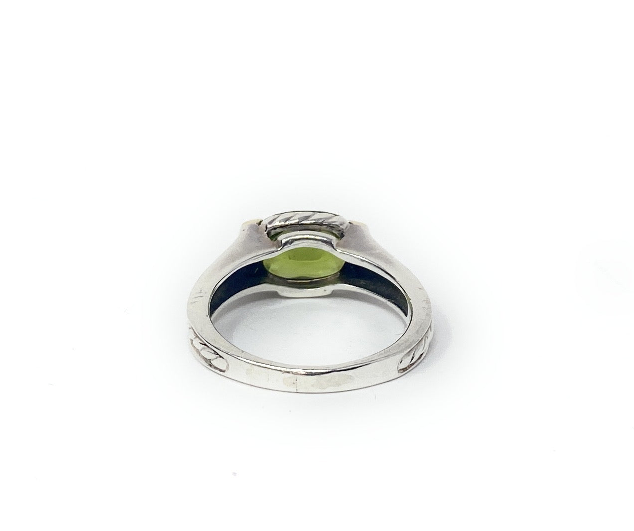 David Yurman Sterling Two Toned Silver & 18k Peridot Size 8 Two Tone Cable Ring