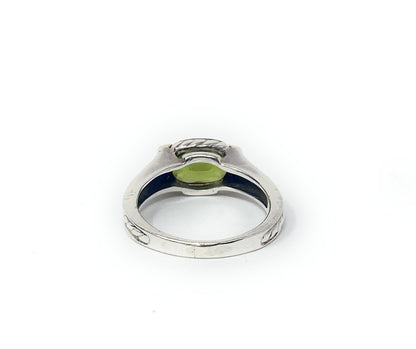 David Yurman Sterling Two Toned Silver & 18k Peridot Size 8 Two Tone Cable Ring