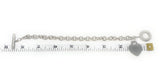 Tiffany & Co Sterling Silver Heart Charm Toggle 8mm Link 8" Bracelet