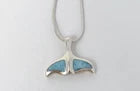Marahlago Larimar Sterling Silver Whale Tail Necklace & Pendant -Adjustable Size
