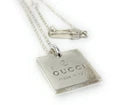 Gucci Sterling Silver 925 Square Pendant & Necklace 19" Made in Italy