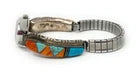 Native American Coral Inlay S. Silver Watch with S. Steel Stretchable Band - Running
