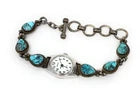 Native American Sterling Silver Stamped S H 6 Turquoise Watch/Bracelet - Running